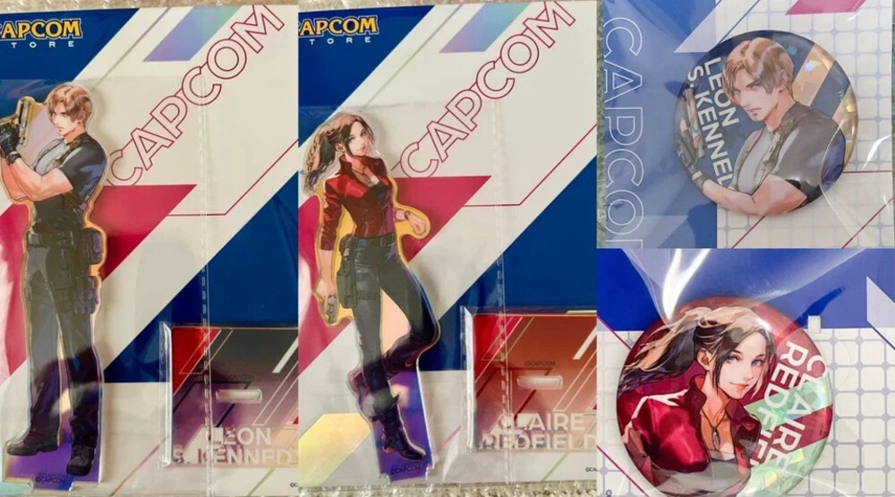 Biohazard Set Resident Evil Hologram Acrylic Stand Pin Badge Capcom Store JAPAN